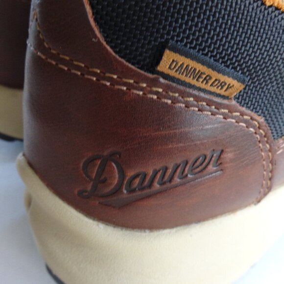 Danner men's size 7D, boots, Tortoise Brown leather black fabric, rubber outsole - Picture 3 of 16